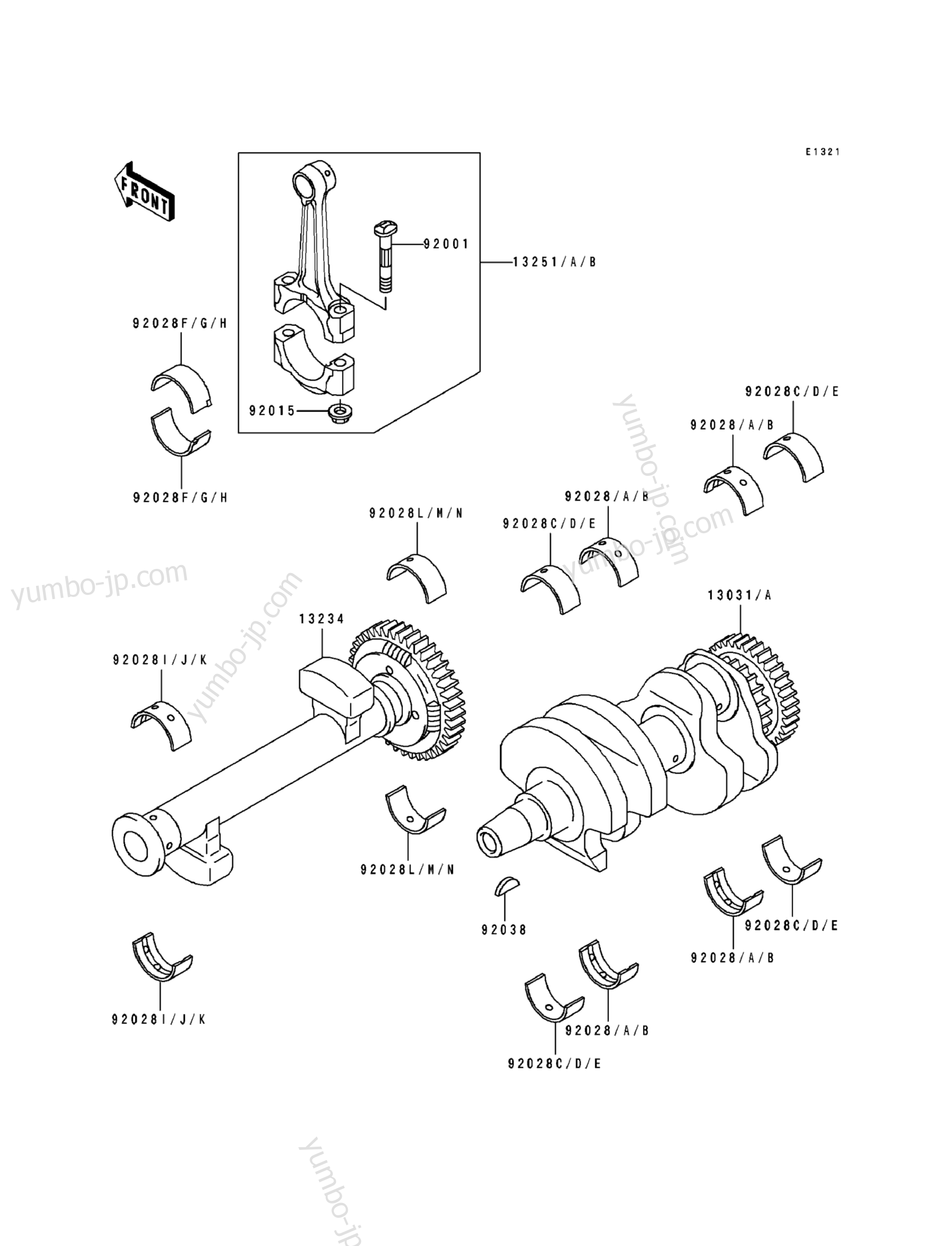 CRANKSHAFT for motorcycles KAWASAKI EX500 (EX500-A5) 1991 year