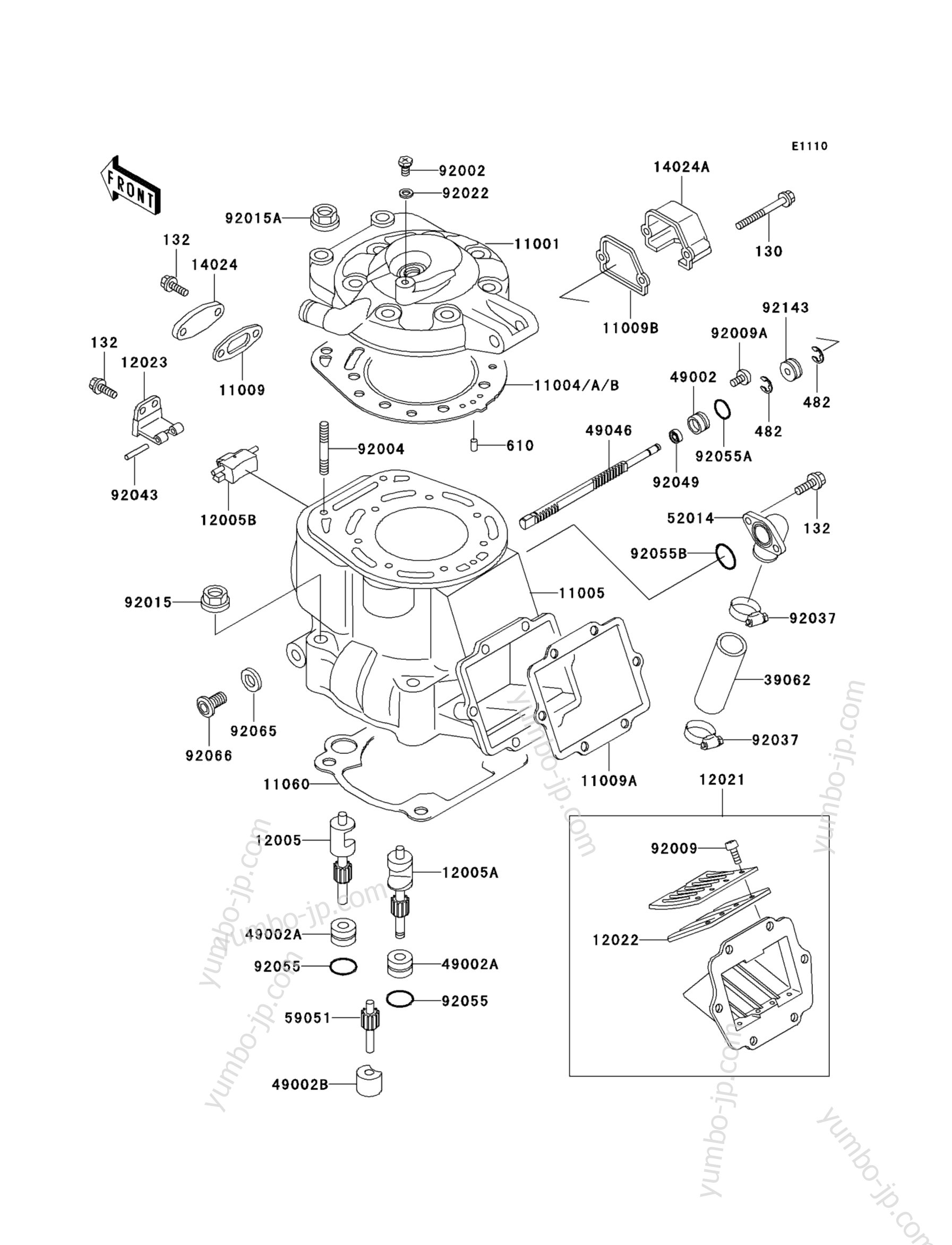 CYLINDER HEAD/CYLINDER для мотоциклов KAWASAKI KX500 (KX500-E15) 2003 г.