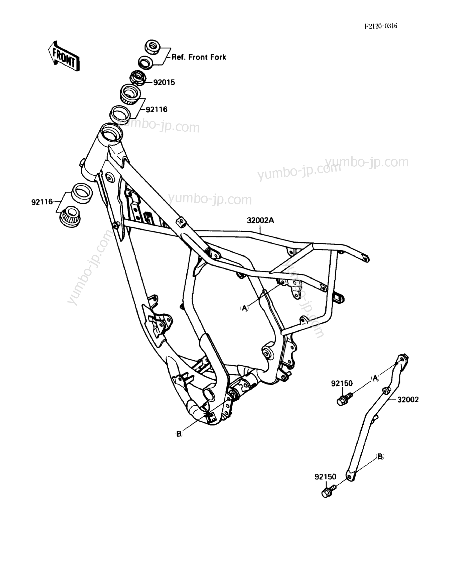 FRAME for motorcycles KAWASAKI KX80 (KX80-N1) 1988 year