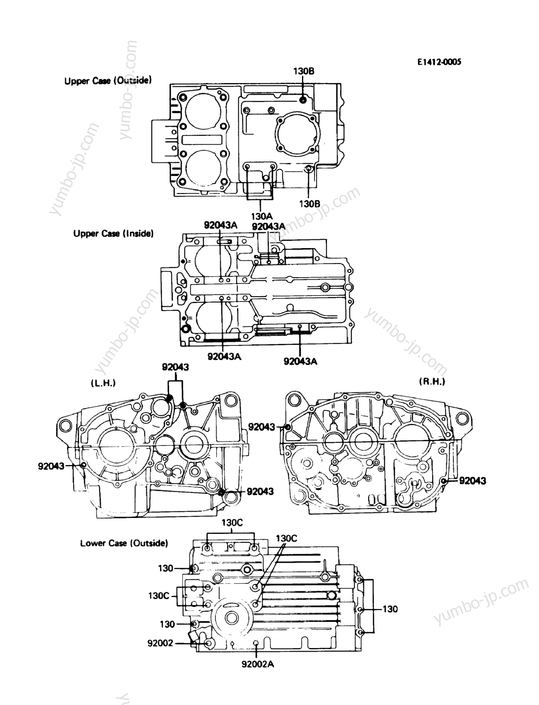 CRANKCASE BOLT PATTERN для мотоциклов KAWASAKI LTD 305 (KZ305-B3) 1988 г.
