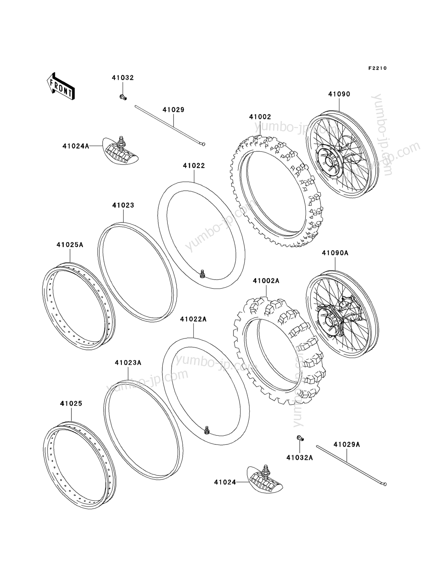 WHEELS/TIRES для мотоциклов KAWASAKI KX500 (KX500-E14) 2002 г.