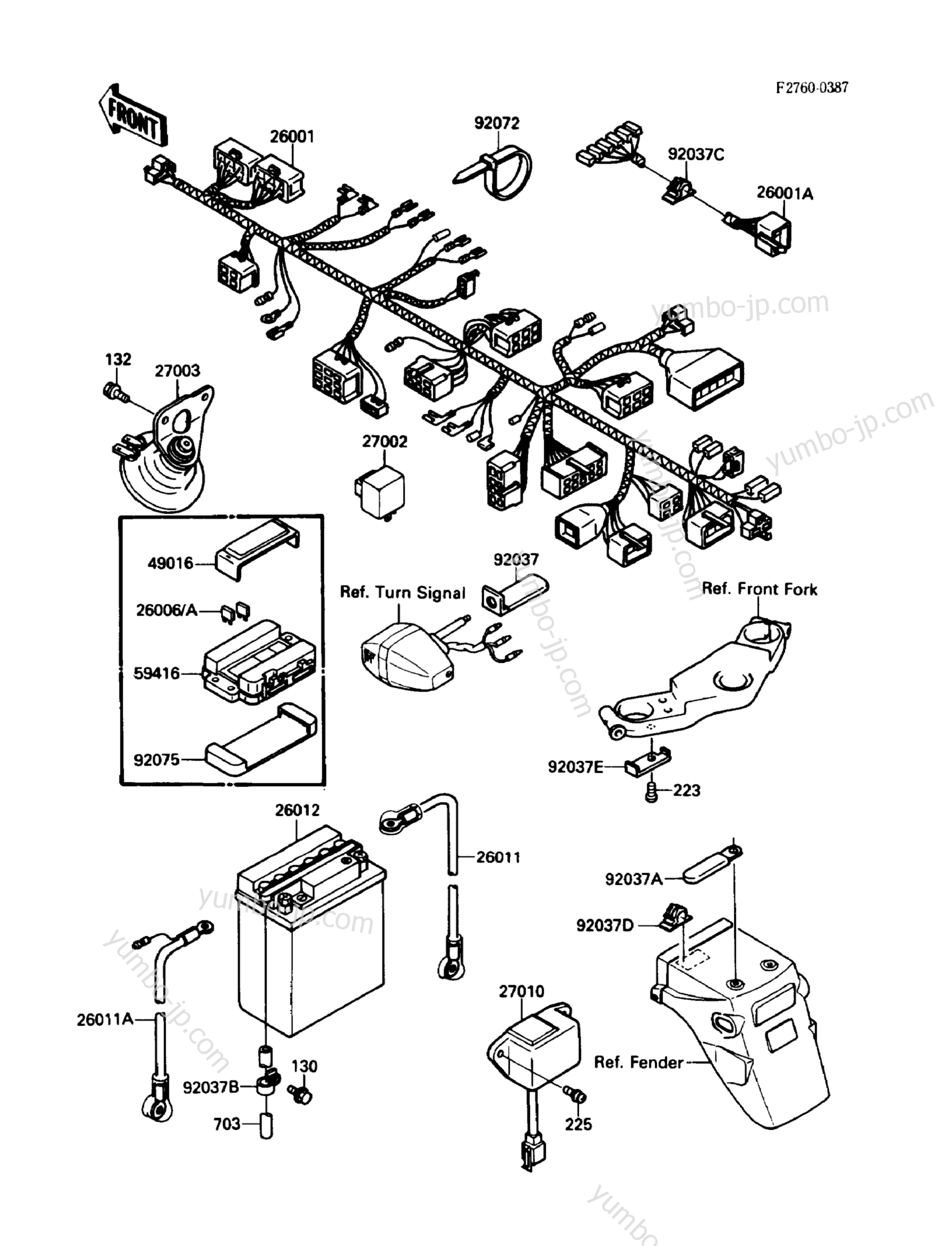 CHASSIS ELECTRICAL EQUIPMENT for motorcycles KAWASAKI EX500 (EX500-A2) 1988 year