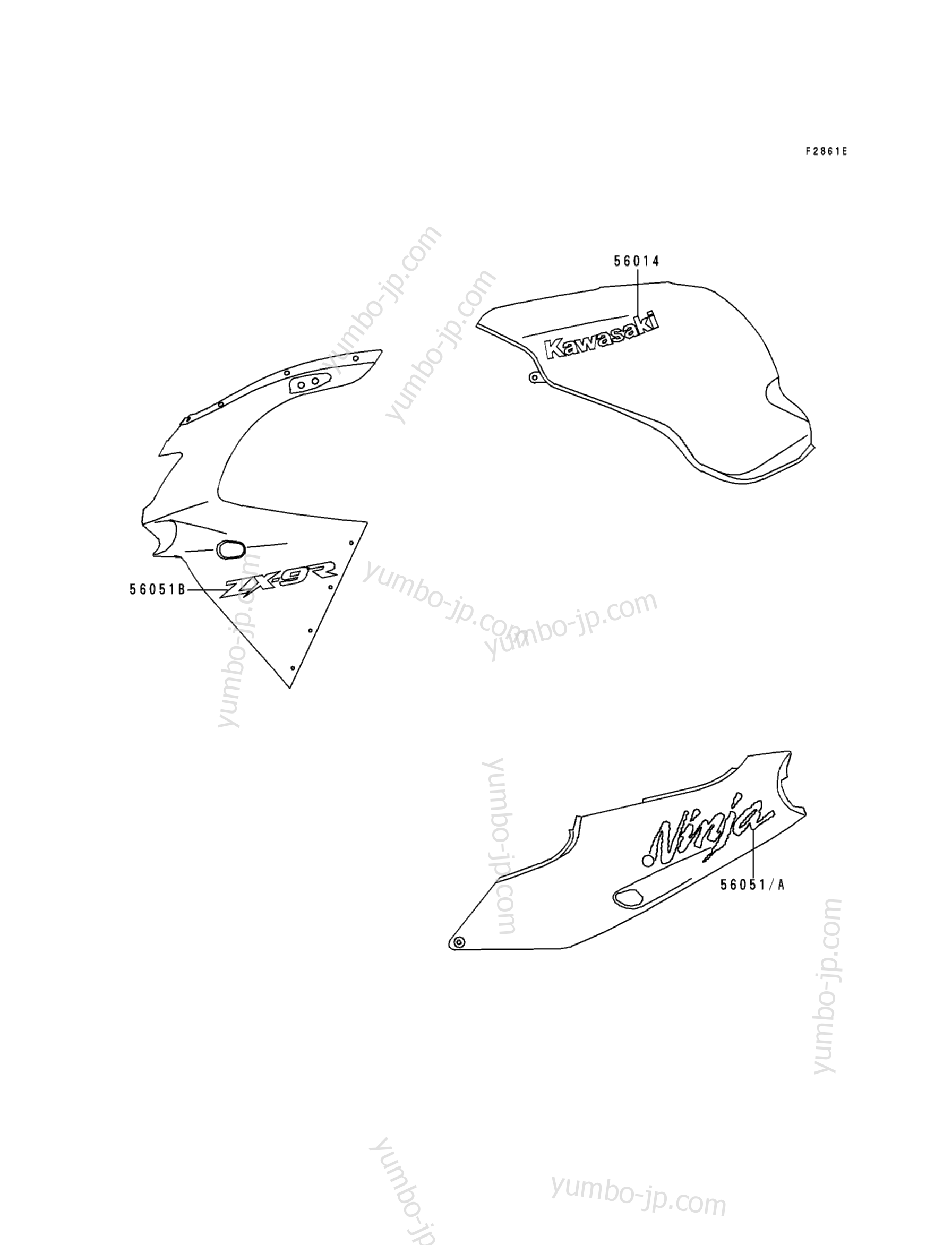 Decals(Black)(ZX900-B3) для мотоциклов KAWASAKI NINJA ZX-9R (ZX900-B3) 1996 г.