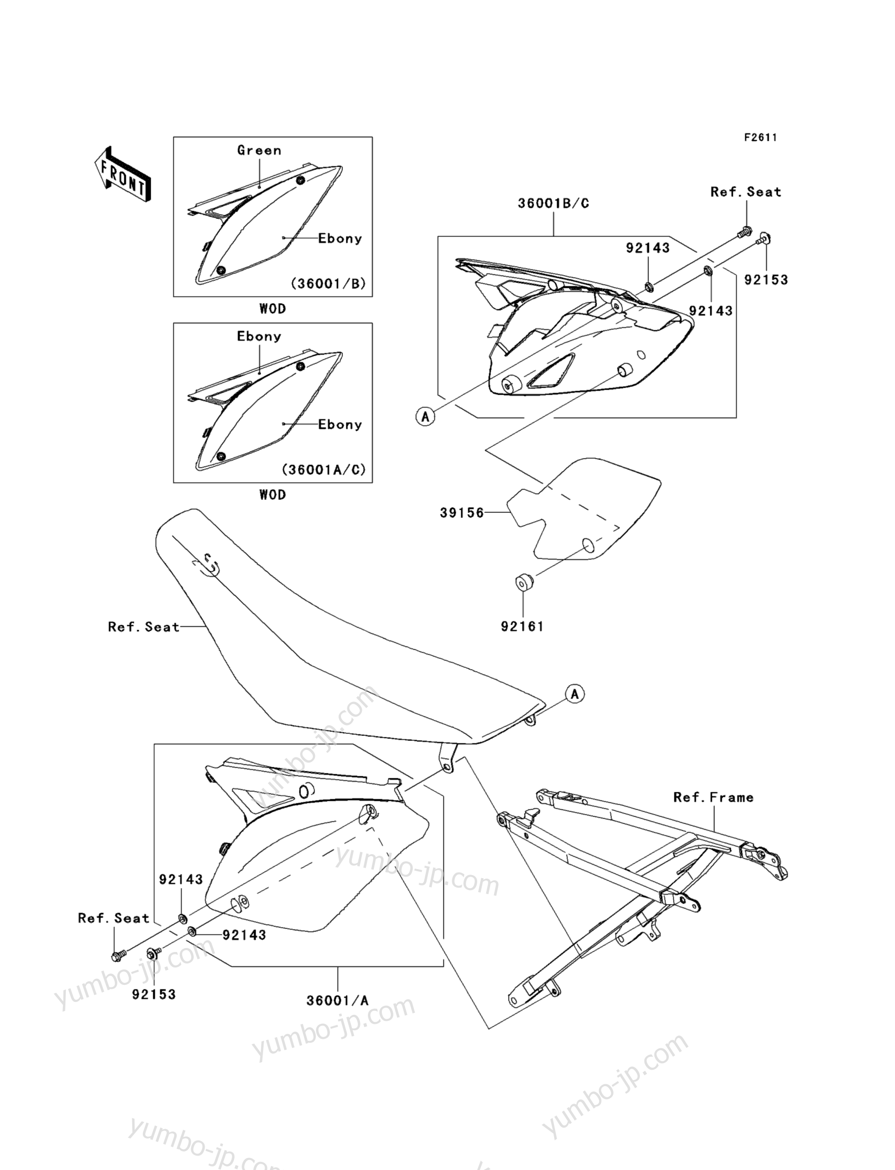 SIDE COVERS for motorcycles KAWASAKI KX250F (KX250W9F) 2009 year