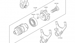 Gear Change Drum/Shift Fork(s) for мотоцикла KAWASAKI KX500 (KX500-E9)1997 year 