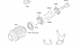 Gear Change Drum/Shift Fork(s) for мотоцикла KAWASAKI KX125 (KX125-L3)2001 year 