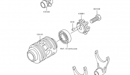 Gear Change Drum/Shift Fork(s) for мотоцикла KAWASAKI KX125 (KX125-K4)1997 year 
