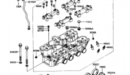 Головка блока цилиндров для мотоцикла KAWASAKI VOYAGER XII (ZG1200-B4)1990 г. 