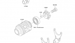 Gear Change Drum/Shift Fork(s) for мотоцикла KAWASAKI KX125 (KX125-L2)2000 year 