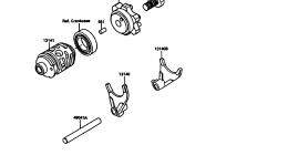 Gear Change Drum/Shift Fork(s) for мотоцикла KAWASAKI KX125 (KX125-G1)1989 year 