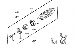 Gear Change Drum/Shift Fork(s) for мотоцикла KAWASAKI 454LTD (EN450-A5)1989 year 