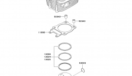 Cylinder/Piston(s) для мотоцикла KAWASAKI ELIMINATOR 125 (BN125-A4)2001 г. 