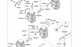 Carburetor (ZX1100-D2/D3) для мотоцикла KAWASAKI NINJA ZX-11 (ZX1100-D2)1994 г. 