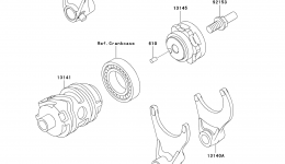 Gear Change Drum/Shift Fork(s) for мотоцикла KAWASAKI KX250 (KX250-M2)2004 year 