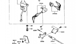 Ignition Switch/Locks/Reflectors for мотоцикла KAWASAKI 454LTD (EN450-A6)1990 year 