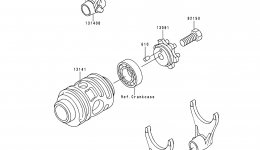 Gear Change Drum/Shift Fork(s) for мотоцикла KAWASAKI KX125 (KX125-K1)1994 year 
