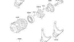 Gear Change Drum/Shift Fork(s) for мотоцикла KAWASAKI KLX650 (KLX650-C4)1996 year 