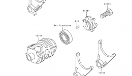 Gear Change Drum/Shift Forks для мотоцикла KAWASAKI KDX250 (KDX250-D1)1991 г. 