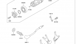 Gear Change Drum/Shift Fork(s) for мотоцикла KAWASAKI VULCAN 750 (VN750-A20)2004 year 