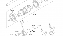 Gear Change Drum/Shift Fork(s) for мотоцикла KAWASAKI NINJA ZX-12R (ZX1200-A1)2000 year 