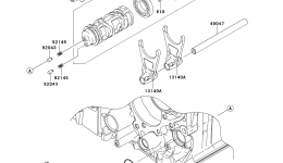 Gear Change Drum/Shift Fork(s) for мотоцикла KAWASAKI NINJA ZX-14R (ZX1400ECFA)2012 year 