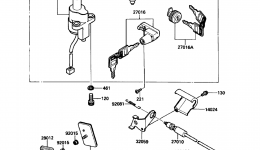 Ignition Switch/Locks/Reflectors for мотоцикла KAWASAKI 454LTD (EN450-A4)1988 year 