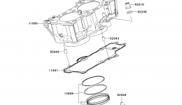 Cylinder/Piston(s) for мотоцикла KAWASAKI VERSYS (KLE650A9F)2009 year 
