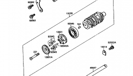 Gear Change Drum/Shift Fork(s) for мотоцикла KAWASAKI NINJA ZX-7 (ZX750-H2)1990 year 