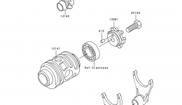 Gear Change Drum/Shift Fork(s) for мотоцикла KAWASAKI KX125 (KX125-L1)1999 year 