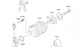 Gear Change Drum/Shift Fork(s)(A1) for мотоцикла KAWASAKI KLX110 (KLX110-A1)2002 year 