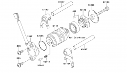 Gear Change Drum/Shift Fork(s) for мотоцикла KAWASAKI FURY 125/FURY 125R (AX125AAF)2010 year 