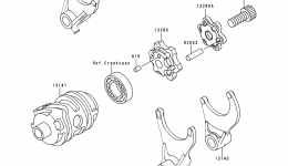 Gear Change Drum/Shift Fork(s) for мотоцикла KAWASAKI KX250 (KX250-L2)2000 year 