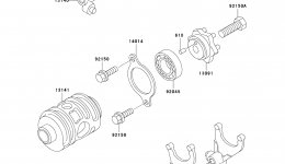 Gear Change Drum/Shift Fork(s) for мотоцикла KAWASAKI KDX220R (KDX220-A9)2002 year 