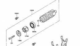 Gear Change Drum/Shift Fork(s) for мотоцикла KAWASAKI 454LTD (EN450-A6)1990 year 
