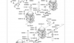 Carburetor (ZX1100-D1) для мотоцикла KAWASAKI NINJA ZX-11 (ZX1100-D1)1993 г. 