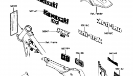 Эмблемы, наклейки для мотоцикла KAWASAKI KX60 (KX60-B4)1988 г. 
