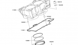 Cylinder/Piston(s) for мотоцикла KAWASAKI ER-6N (ER650C9F)2009 year 