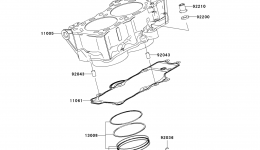 Cylinder/Piston(s) для мотоцикла KAWASAKI NINJA 650R (EX650C9F)2009 г. 
