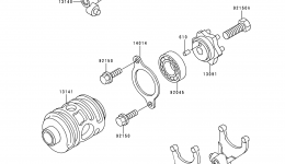 Gear Change Drum/Shift Fork(s) для мотоцикла KAWASAKI KDX200 (KDX200-H1)1995 г. 