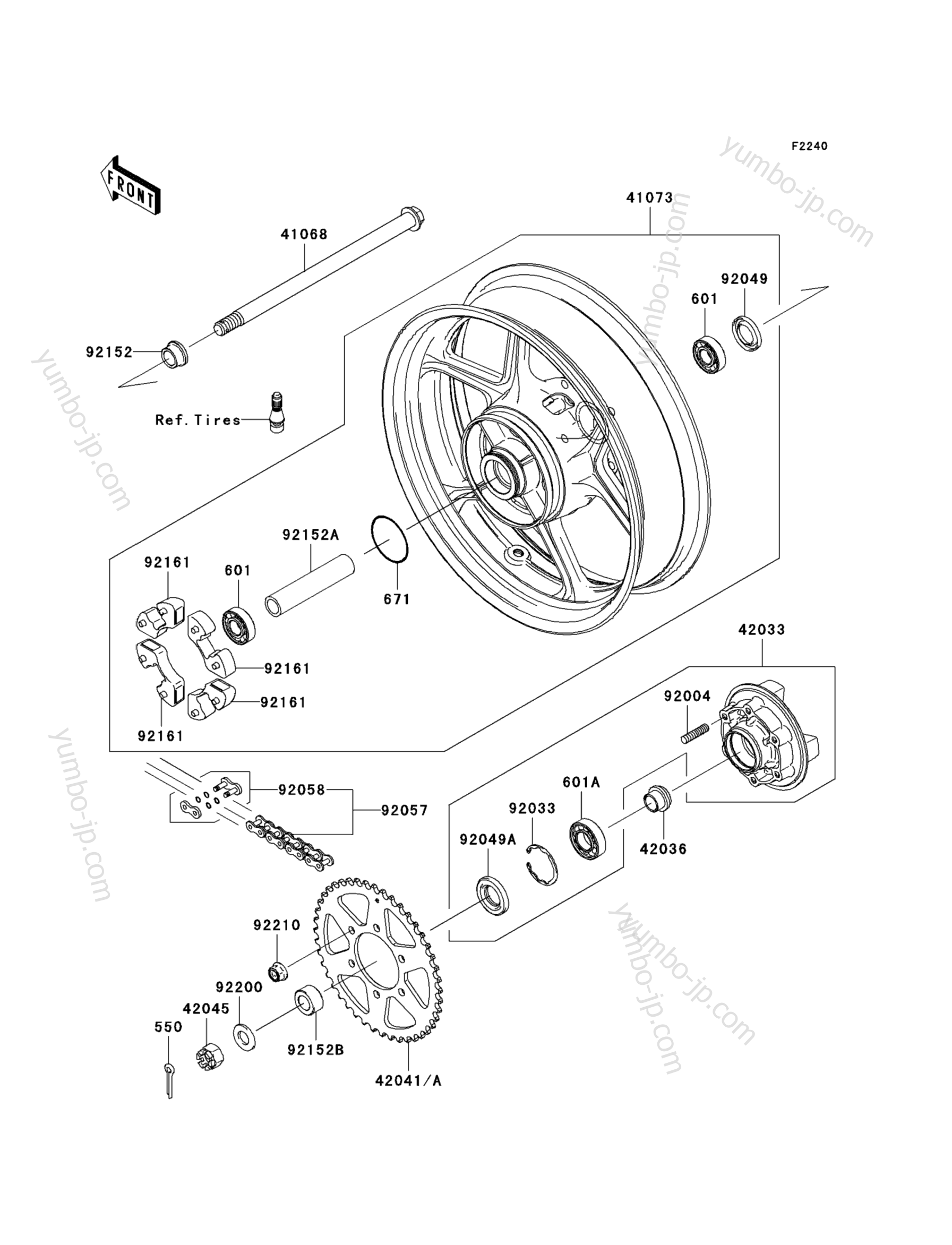 REAR WHEEL/CHAIN for motorcycles KAWASAKI ER-6N (ER650C9F) 2009 year