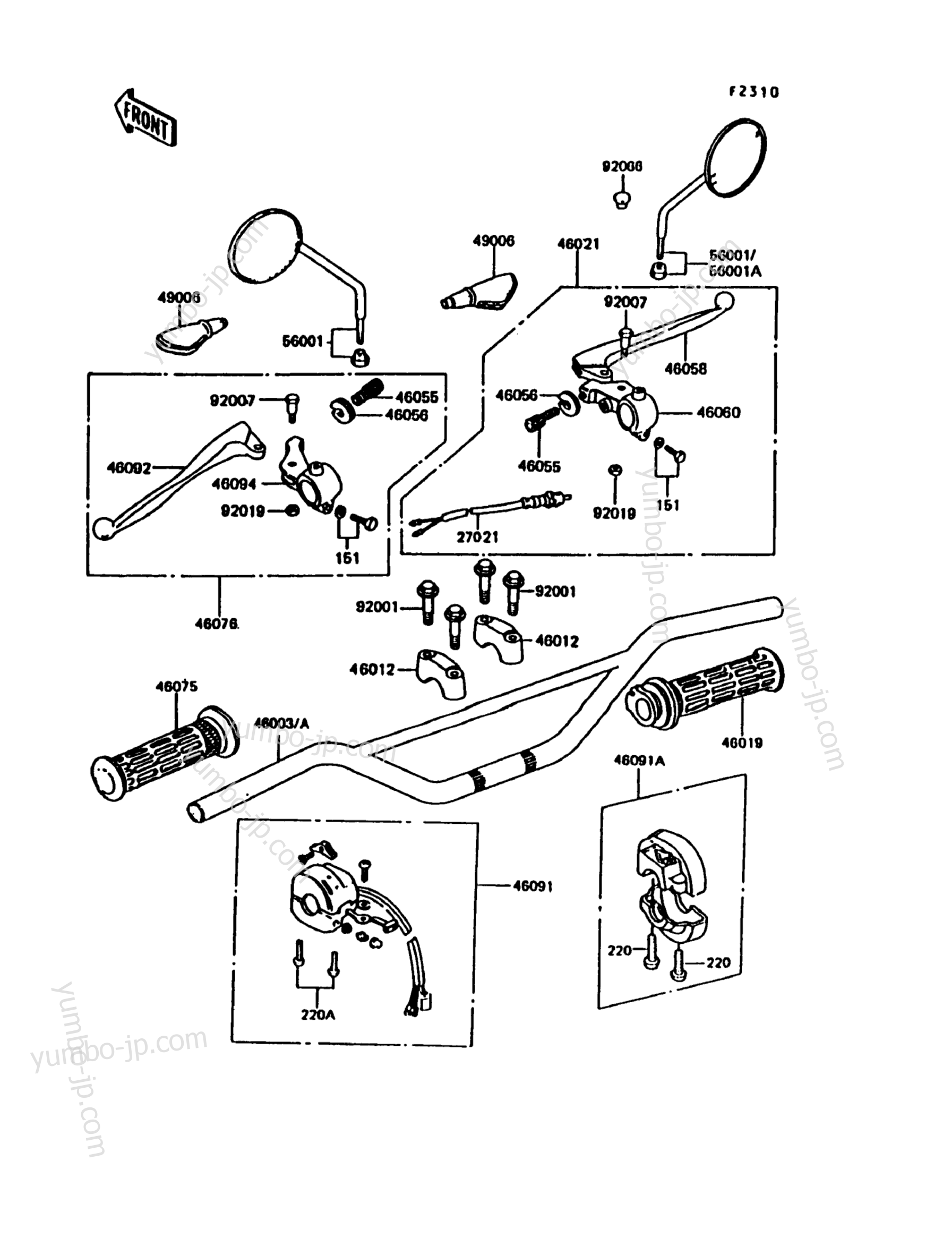 HANDLEBAR for motorcycles KAWASAKI KE100 (KE100-B12) 1993 year