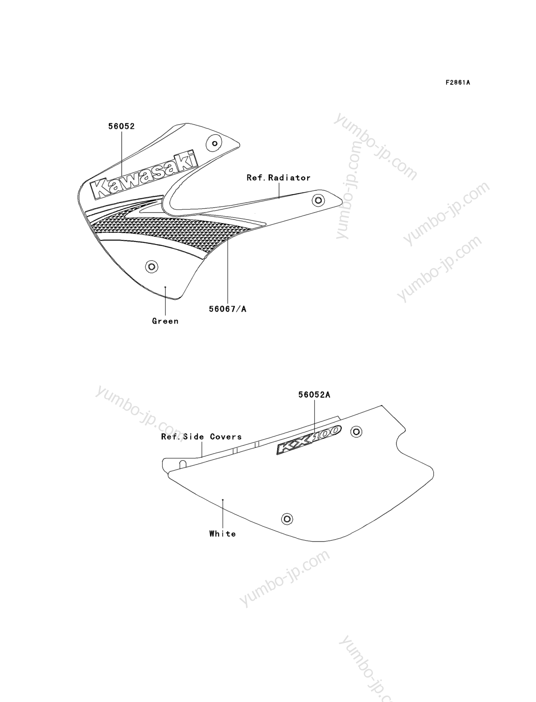 Decals(Green)(D7F) для мотоциклов KAWASAKI KX100 (KX100D7F) 2007 г.