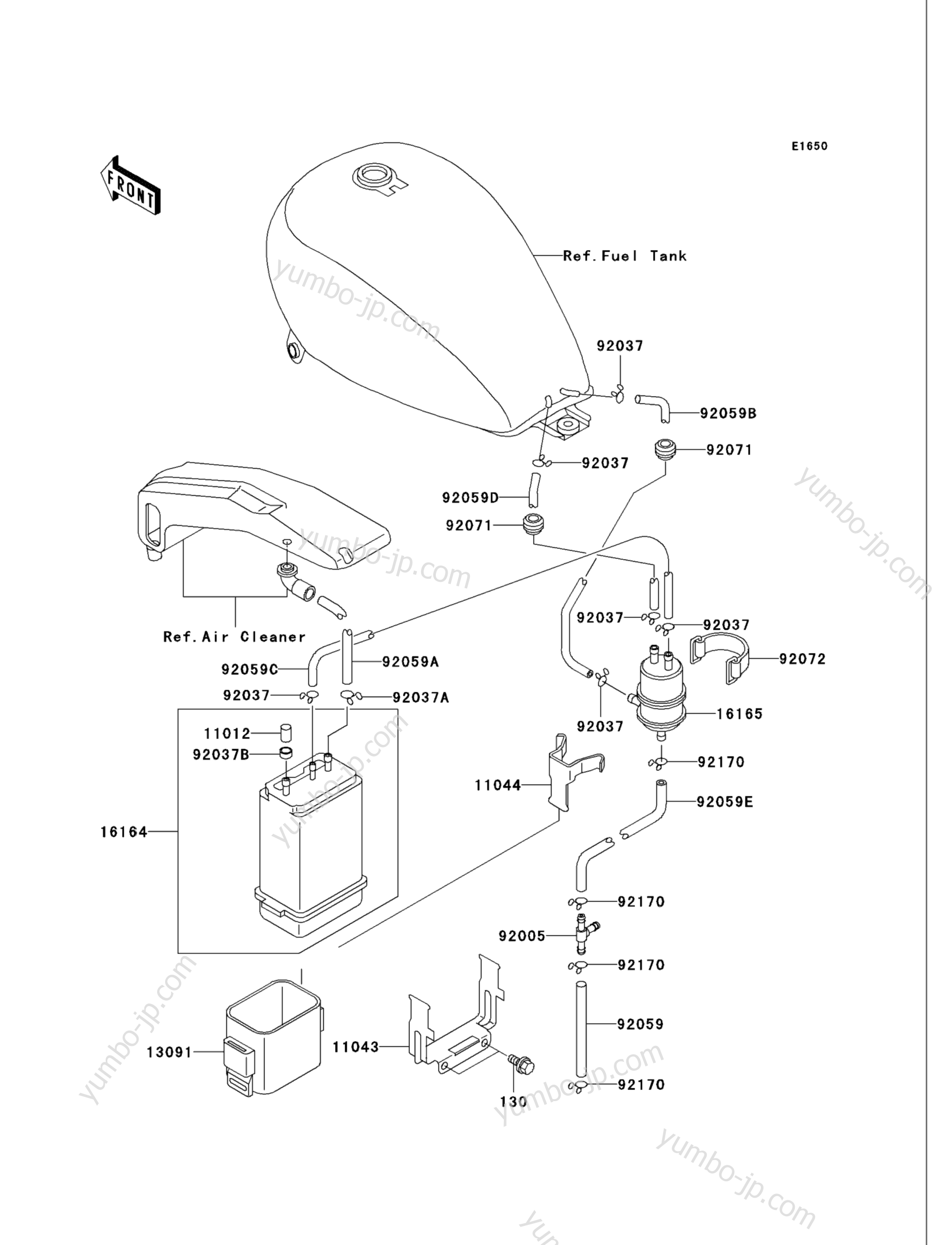 Fuel Evaporative System (CA) for motorcycles KAWASAKI VULCAN 750 (VN750-A16) 2000 year