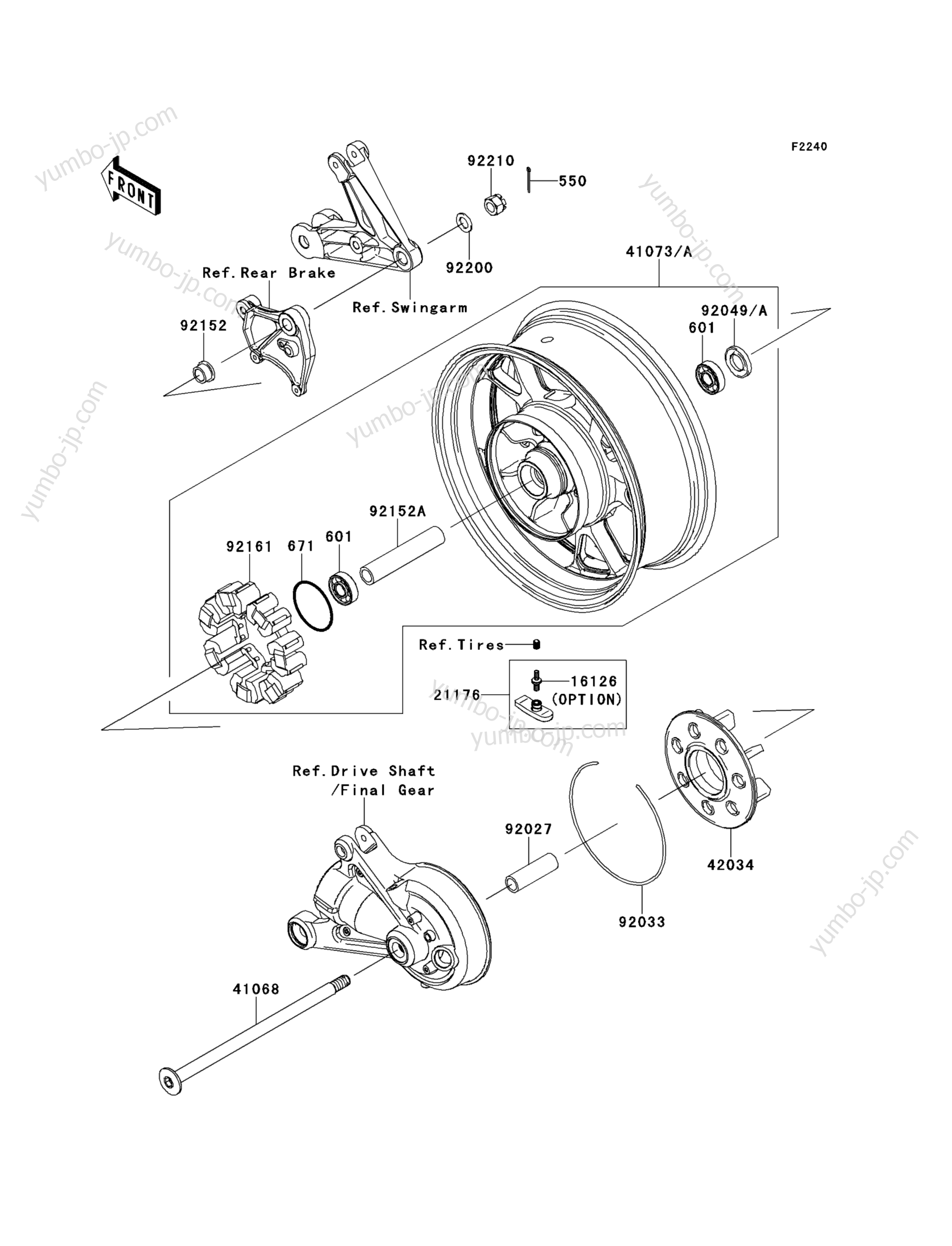 Rear Wheel/Chain(CAF&sim;CDF) for motorcycles KAWASAKI CONCOURS 14 ABS (ZG1400CAF) 2010 year