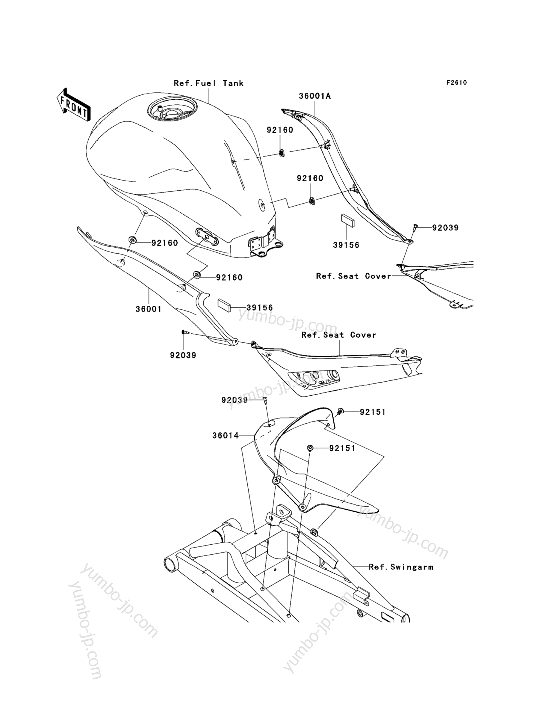 Side Covers/Chain Cover for motorcycles KAWASAKI ER-6N (ER650C9F) 2009 year