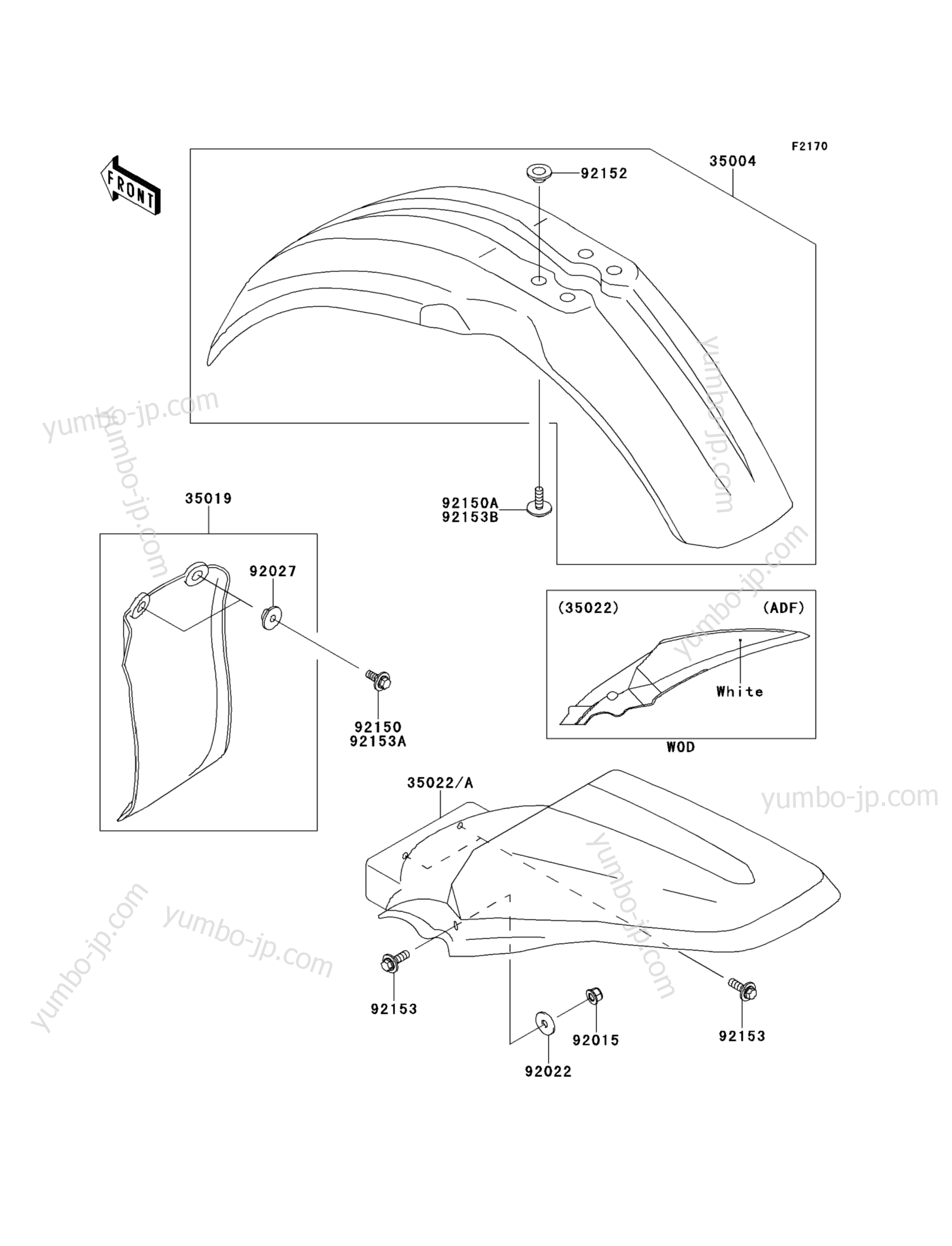 Fenders for motorcycles KAWASAKI KX85 (KX85ADF) 2013 year