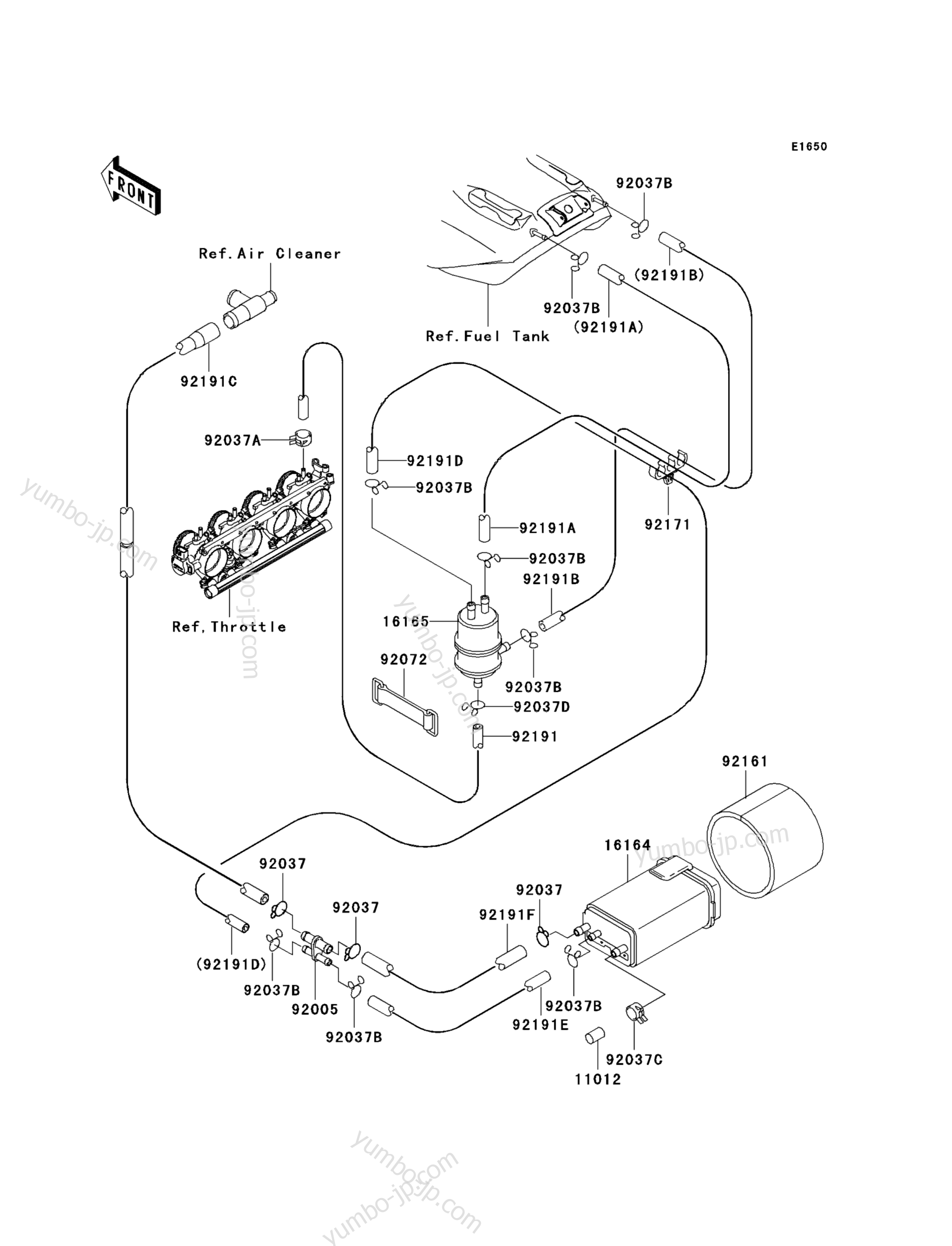 Fuel Evaporative System(CA) для мотоциклов KAWASAKI NINJA ZX-12R (ZX1200-A2) 2001 г.