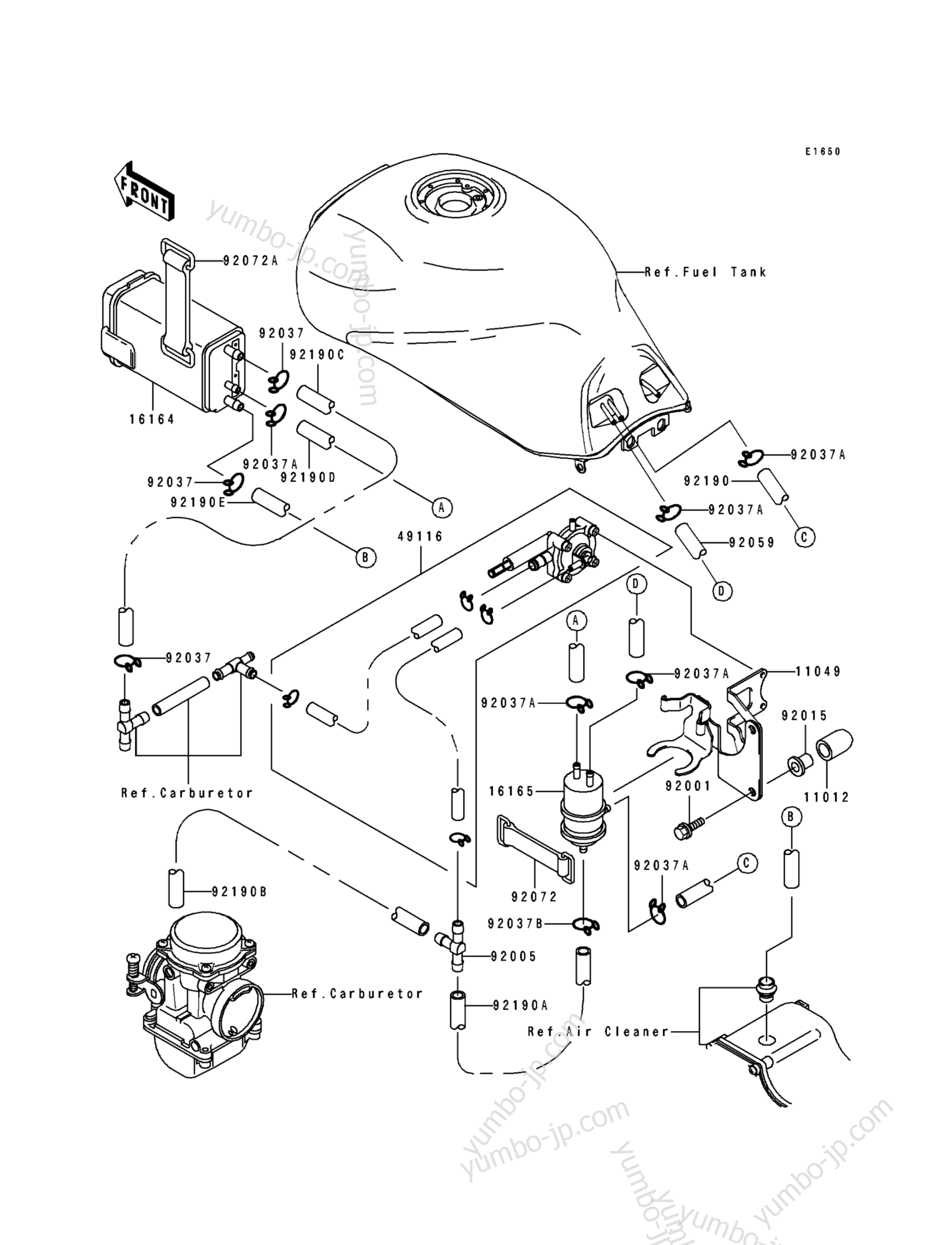 FUEL EVAPORATIVE SYSTEM для мотоциклов KAWASAKI GPZ1100 ABS (ZX1100-F1) 1996 г.