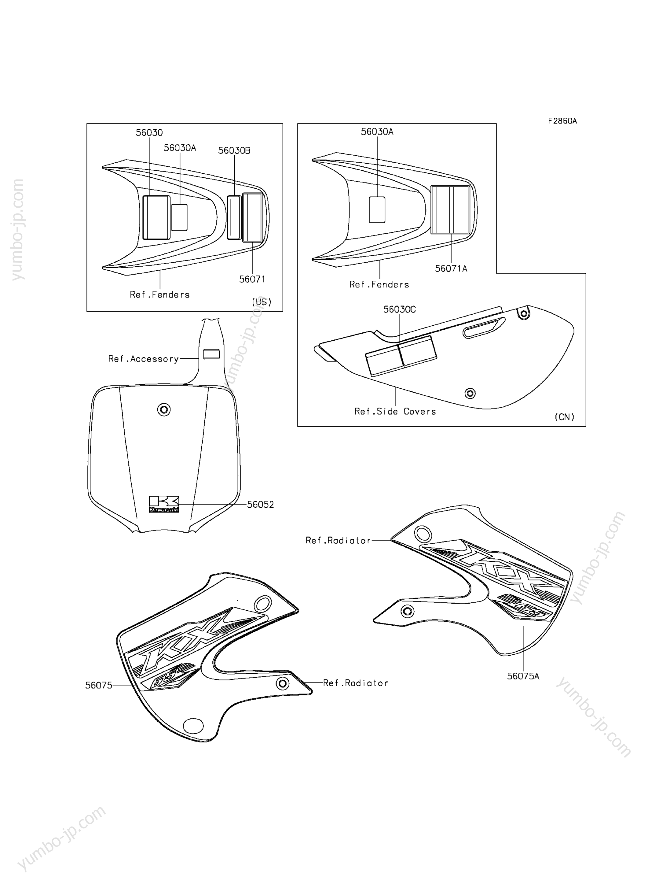 Labels(AGF) для мотоциклов KAWASAKI KX65 (KX65AGF) 2016 г.