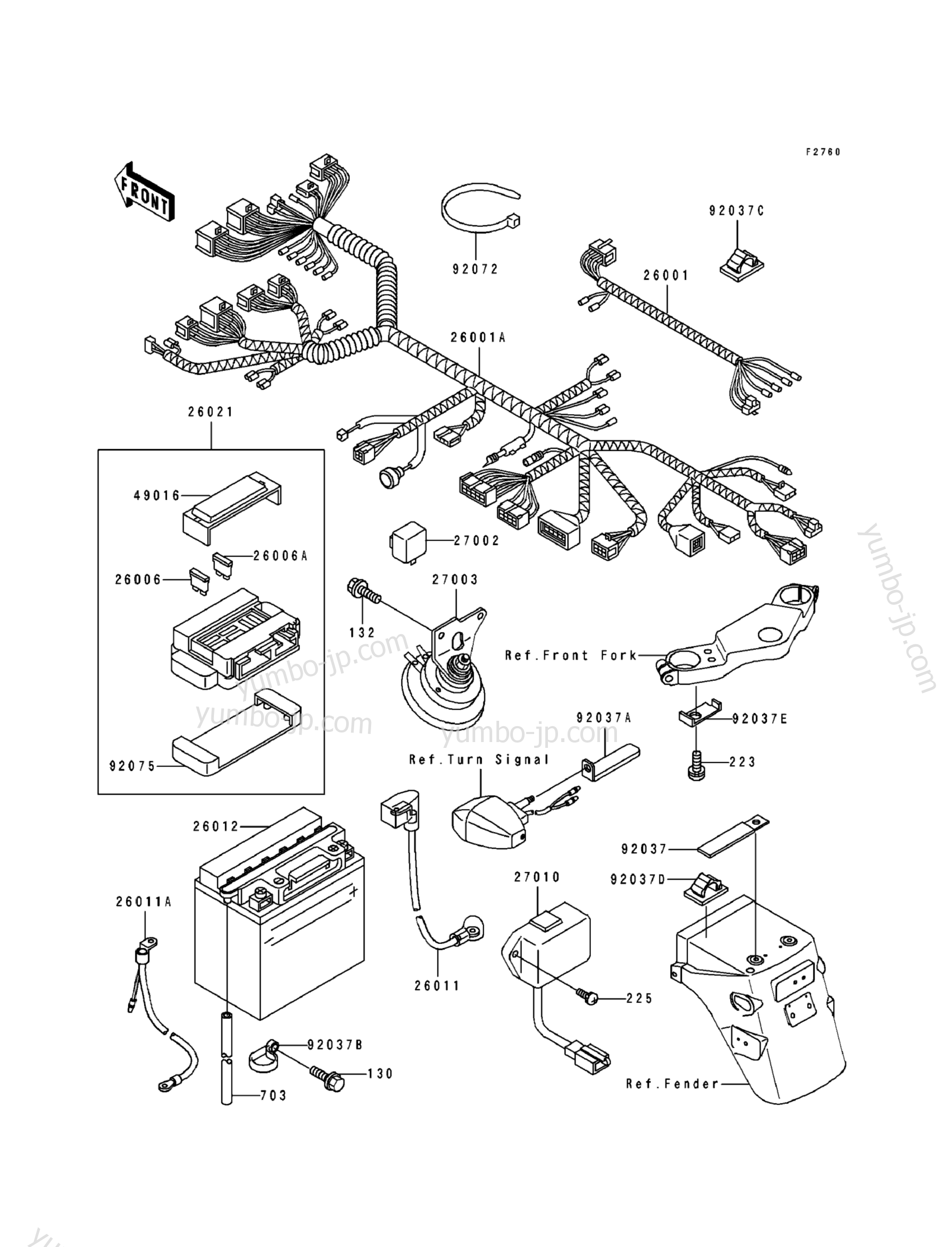 CHASSIS ELECTRICAL EQUIPMENT for motorcycles KAWASAKI EX500 (EX500-A4) 1990 year